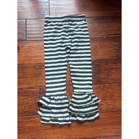 Merce & Me Girls 4 Outfit Black Pearl Dress Gray/Black Striped Ruffle Pants Set - Picture 2 of 11
